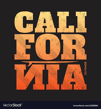  					California tee print with surfboard vector image														