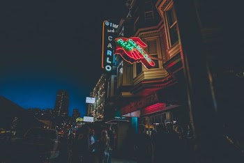 Calro neon signage under black sky