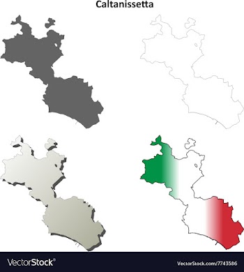 Caltanissetta blank detailed outline map set vector image