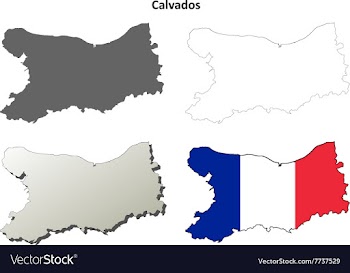 Calvados Lower Normandy outline map set vector image