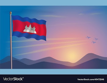 cambodia flag in the morning sun
