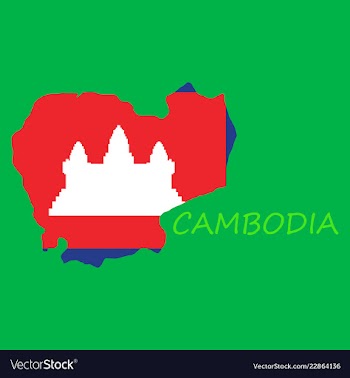 Cambodia map and flag in white background vector image