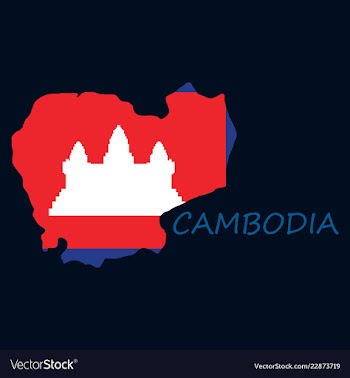Cambodia map and flag in white background vector image