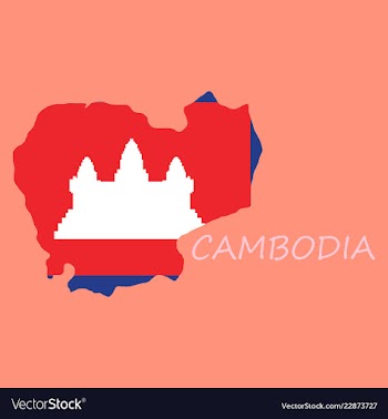 Cambodia map and flag in white background vector image