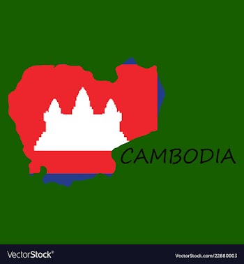 Cambodia map and flag in white background vector image
