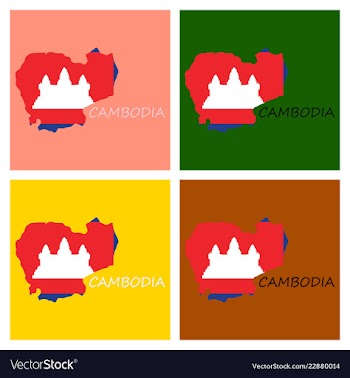 Cambodia map and flag in white background vector image