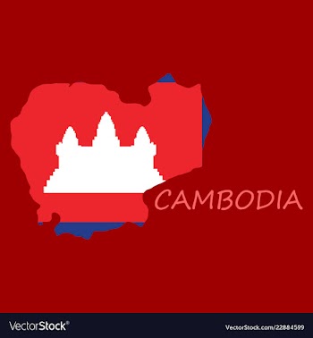 Cambodia map and flag in white background vector image