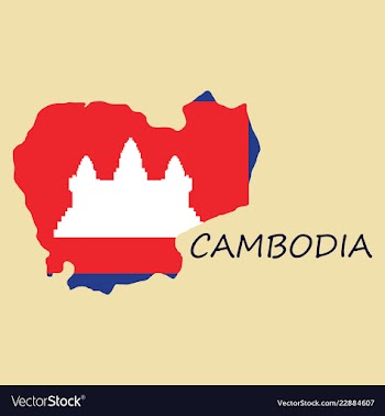 Cambodia map and flag in white background vector image