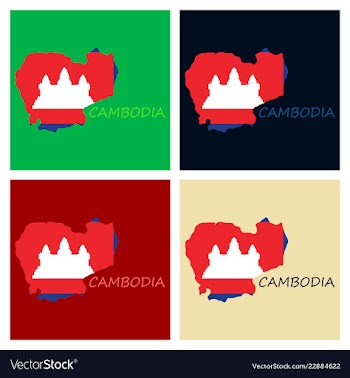 Cambodia map and flag in white background vector image