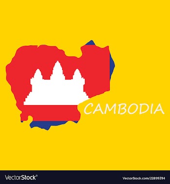 Cambodia map and flag in white background vector image