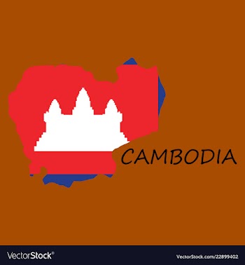 Cambodia map and flag in white background vector image