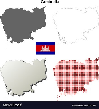 Cambodia outline map set vector image