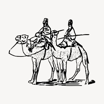 Camel ride clipart, vintage hand | Free Vector - rawpixel