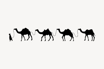 Camel train silhouette border, animal | Free PSD - rawpixel