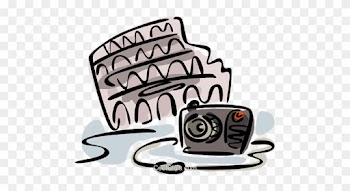 Camera And The Roman Coliseum Royalty Free Vector Clip - Camera And The Roman Coliseum Royalty Free Vector Clip