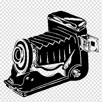 Camera Black and white, Black and white hand-painted vintage camera background transparent background PNG clipart