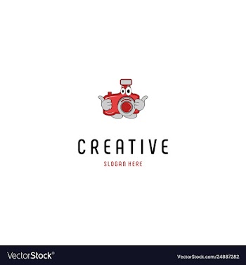 Camera cartoon creative logo design vector image
