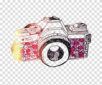 Camera Drawing , Beautiful hand-painted color camera transparent background PNG clipart