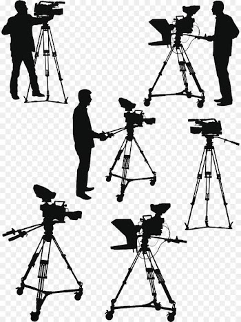 Camera Operator Photography Illustration - Silhouette of a radio camera reporter 