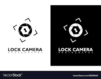 camera shutter and pedlock icons logo