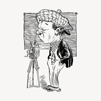 Cameraman caricature  clipart, vintage | Free Vector - rawpixel