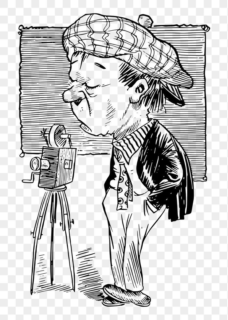 Cameraman caricature png sticker, vintage | Free PNG - rawpixel