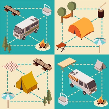 Camp isometric compositions Free Vector