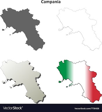 Campania blank detailed outline map set vector image