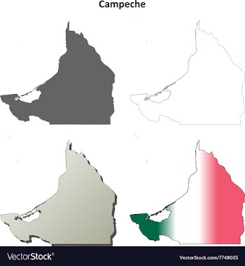 Campeche blank outline map set vector image