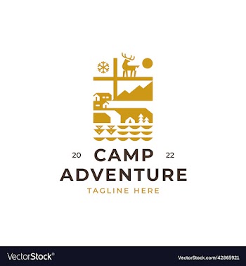 camping adventure and landscape logo