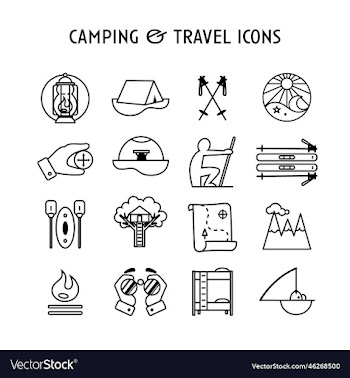 camping and travel icons