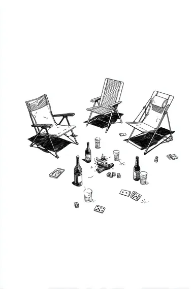 Camping Chairs with Dice and Drinks Camping Chairs with Dice and Drinks