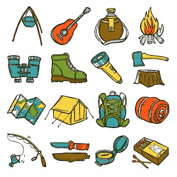 Camping icon set