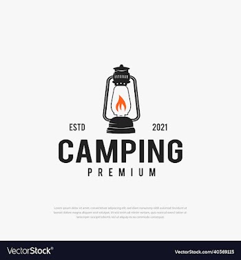 camping logo with vintage forest