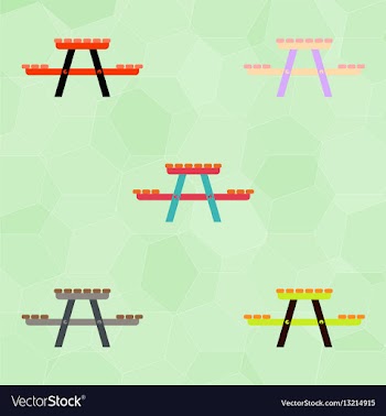 Camping table wooden park bench collection vector image