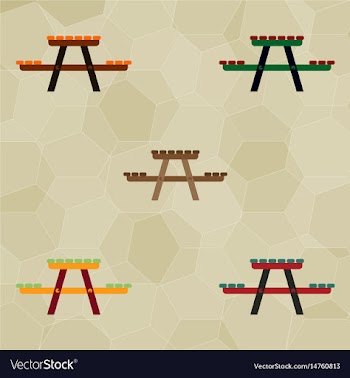 Camping table wooden park bench collection vector image