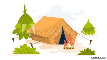 Camping tent and the campfire