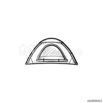 Camping tent hand drawn outline doodle icon