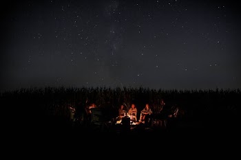camping under black sky
