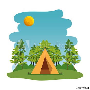 camping zone with camping tent scene