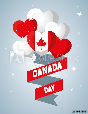 canada balloons flag with leaf and ribbon decoration to holiday