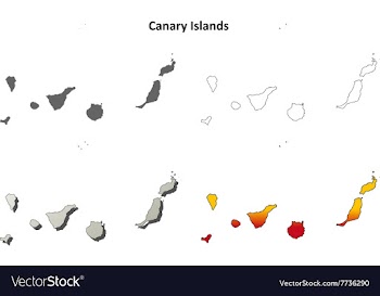 Canary Islands blank outline map set vector image