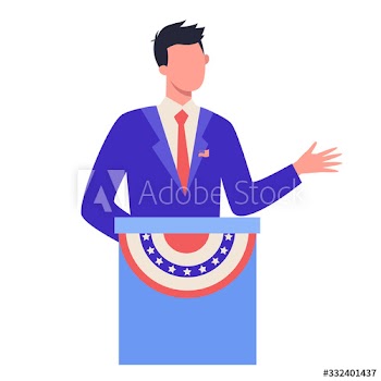Candidate for president in suit on election campaign