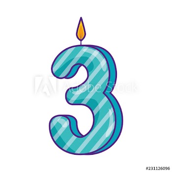 candle birthday number three