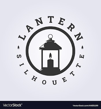 candle light lantern in silhouette logo vintage