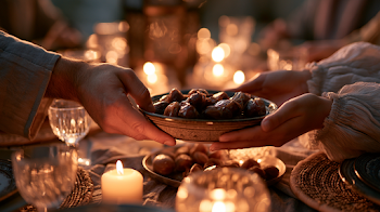 Candlelit Iftar: Sharing Dates at Ramadan