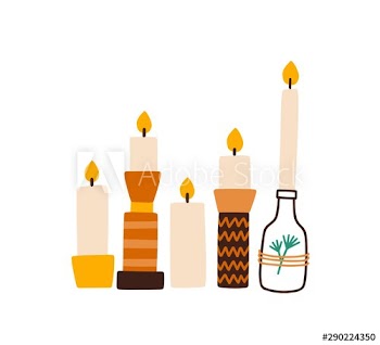 Candles in creative holders flat vector illustration