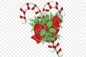 Candy cane Christmas decoration Clip art - Transparent Christmas Candy Canes with Mistletoe PNG Clipart Picture 