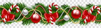 Candy cane Christmas Garland Wreath , Evergreen Garland transparent background PNG clipart