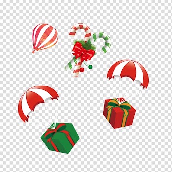 Candy cane Lollipop Christmas Caramel, Christmas gift box flying transparent background PNG clipart